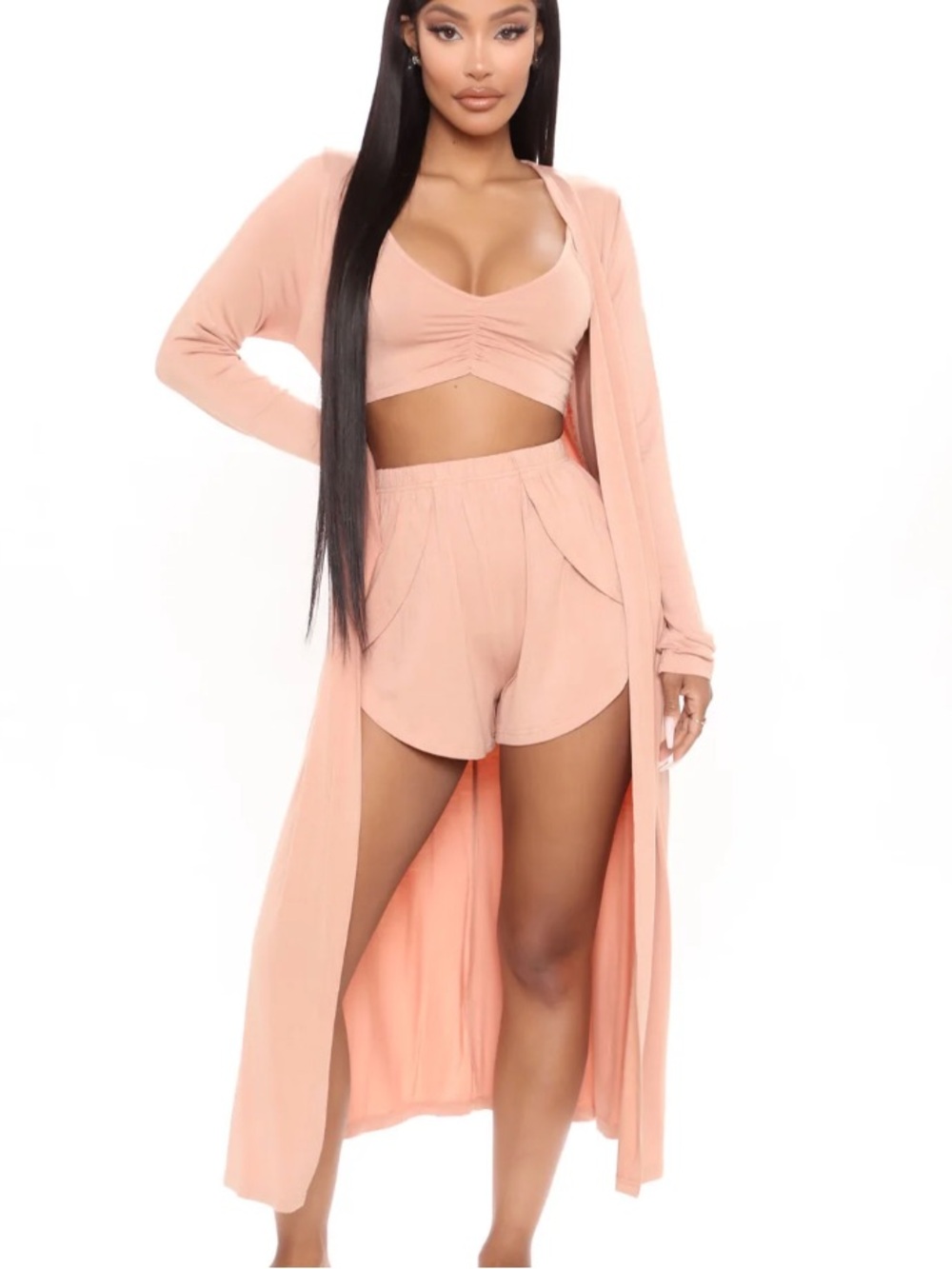 Fashion Nova Blush Pink 3-Piece Loungewear Set
